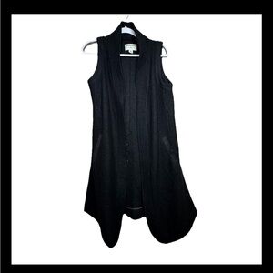 Marrakech Anthropologie Black Sleeveless Open Front Long Vest Cardigan WOOL S